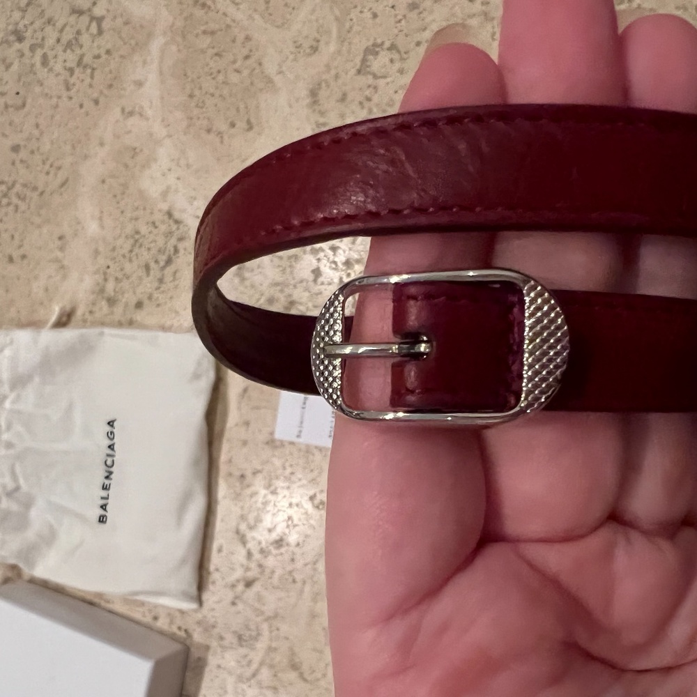 NWT Balenciaga Triple Tour Red Leather Wrap Bracelet with Silver Hardware - Picture 4 of 4